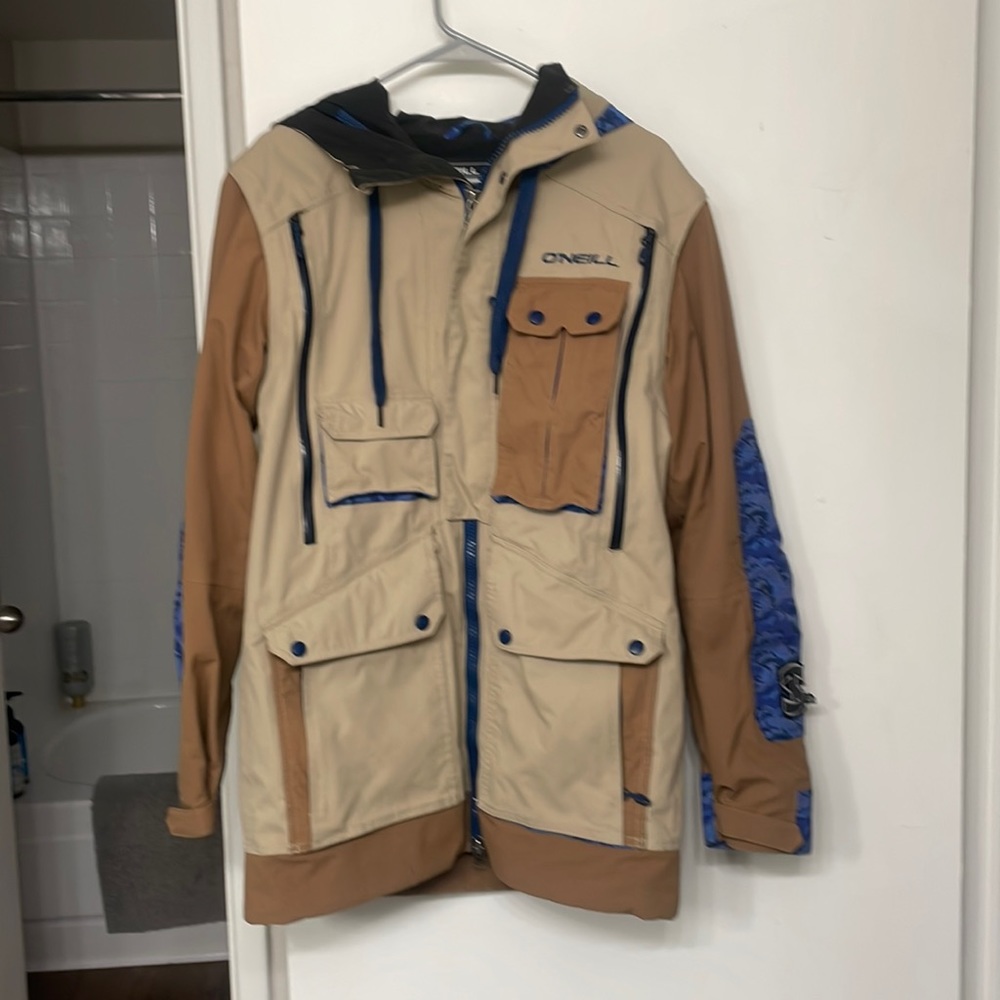 O’NEILL Snowboarding Jacket brown/tan & blue! M